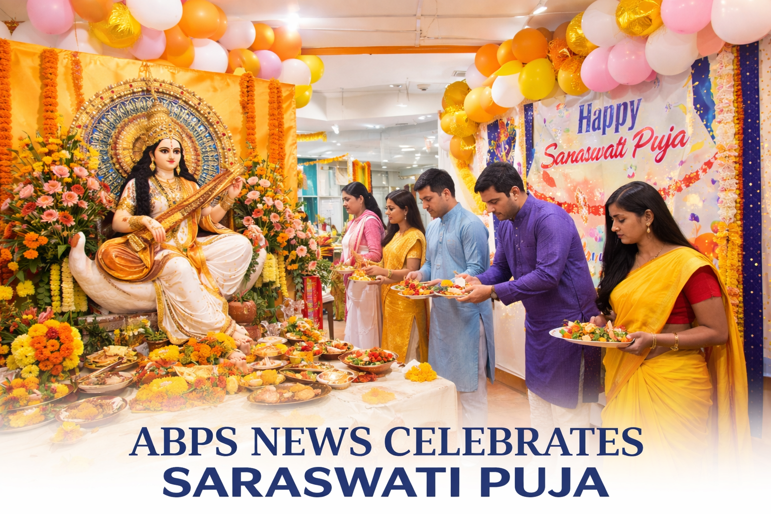 ABPS News Celebrates Saraswati Puja with Devotion and Cultural Spirit at Its Office